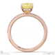 yellow lab grown diamond hidden halo emerald side stone engagement ring rose gold with 9k rose gold metal and emerald shape diamond