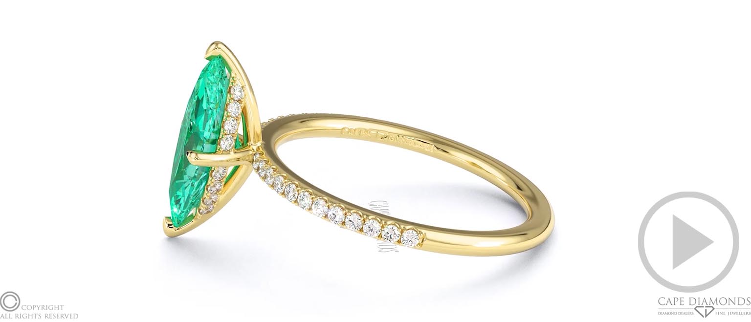 Marquise Marquise Cut Hidden Halo Side Stones Engagement Ring Yellow Gold top video