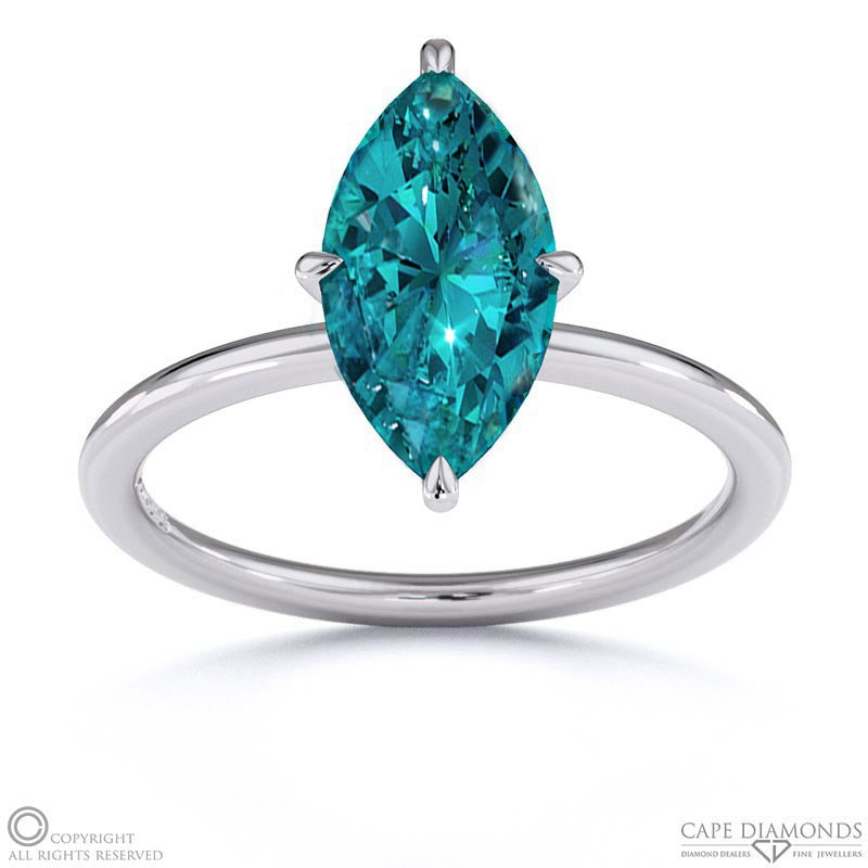 Alexandrite Marquise Cut Hidden Halo Engagement Ring White Gold