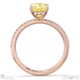 yellow lab grown diamond radiant cut hidden halo side stones engagement ring rose gold with 18k rose gold metal and radiant shape diamond