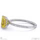 yellow lab grown diamond hidden halo radiant side stone engagement ring white gold with 18k white gold metal and radiant shape diamond