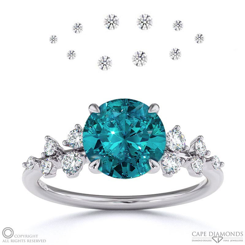 Stardust Alexandrite Celestial Round Engagement Ring White Gold