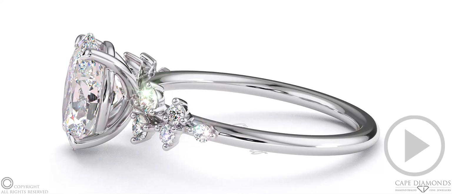 Lab Grown Diamond Oval Stardust Engagement Ring White Gold top video