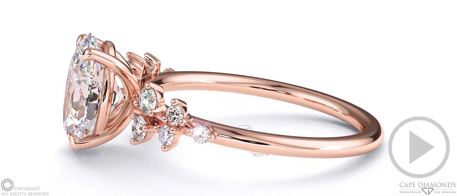 Lab Grown Diamond Oval Round Stardust Engagement Ring Rose Gold top video