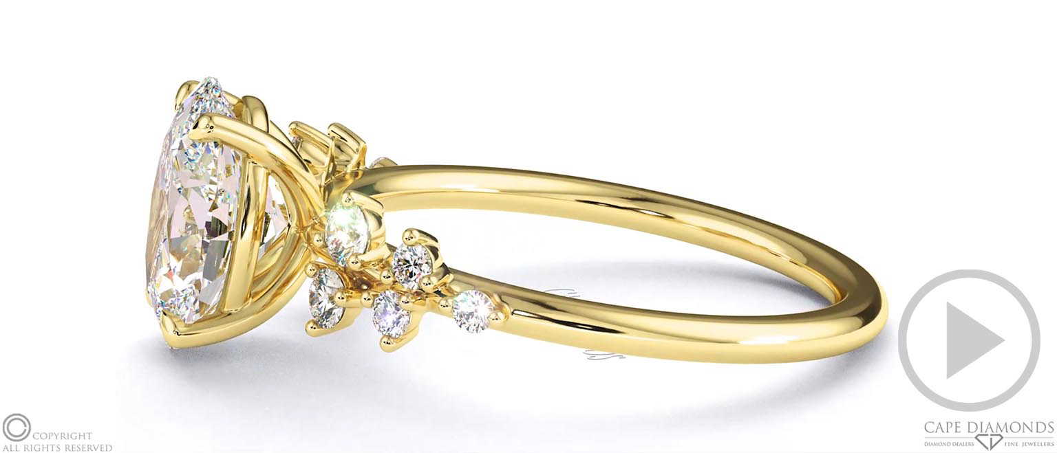 Lab Grown Diamond Oval Stardust Engagement Ring Yellow Gold top video