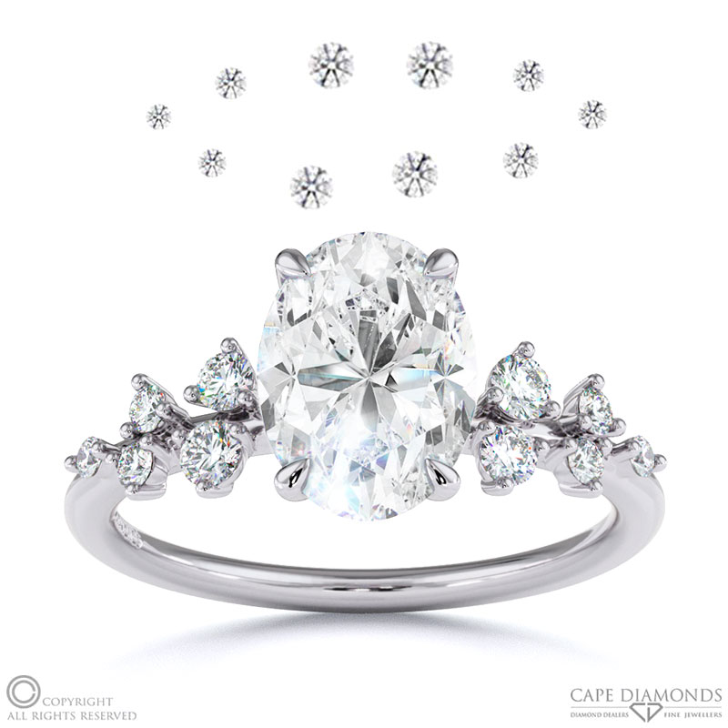 Lab Grown Diamond Oval Stardust Engagement Ring White Gold