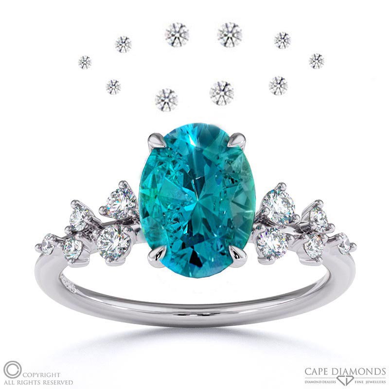 Alexandrite Oval Stardust Engagement Ring White Gold