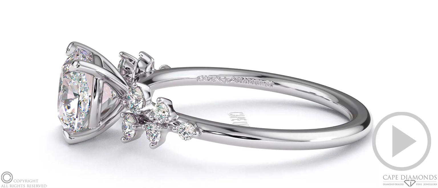 Natural Diamond Cushion Stardust Engagement Ring White Gold top video