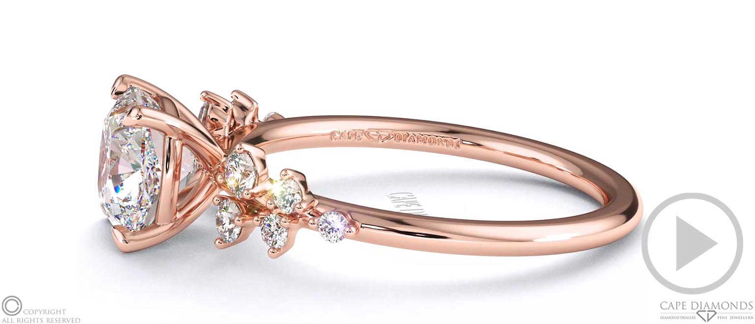 Lab Grown Diamond Cushion Round Stardust Engagement Ring Rose Gold top video