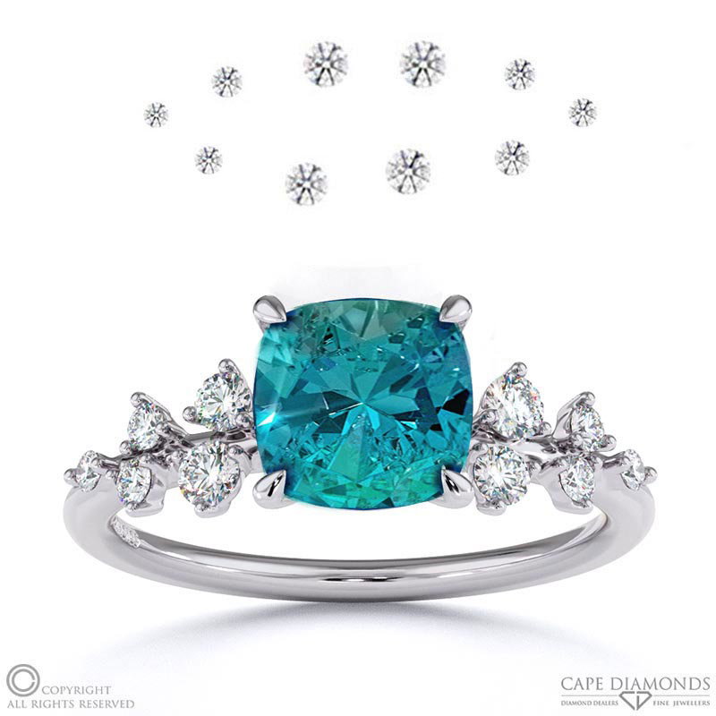 Alexandrite Cushion Cut Stardust Engagement Ring White Gold