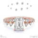 lab grown diamond emerald round stardust engagement ring rose gold with 9k rose gold metal and emerald shape diamond