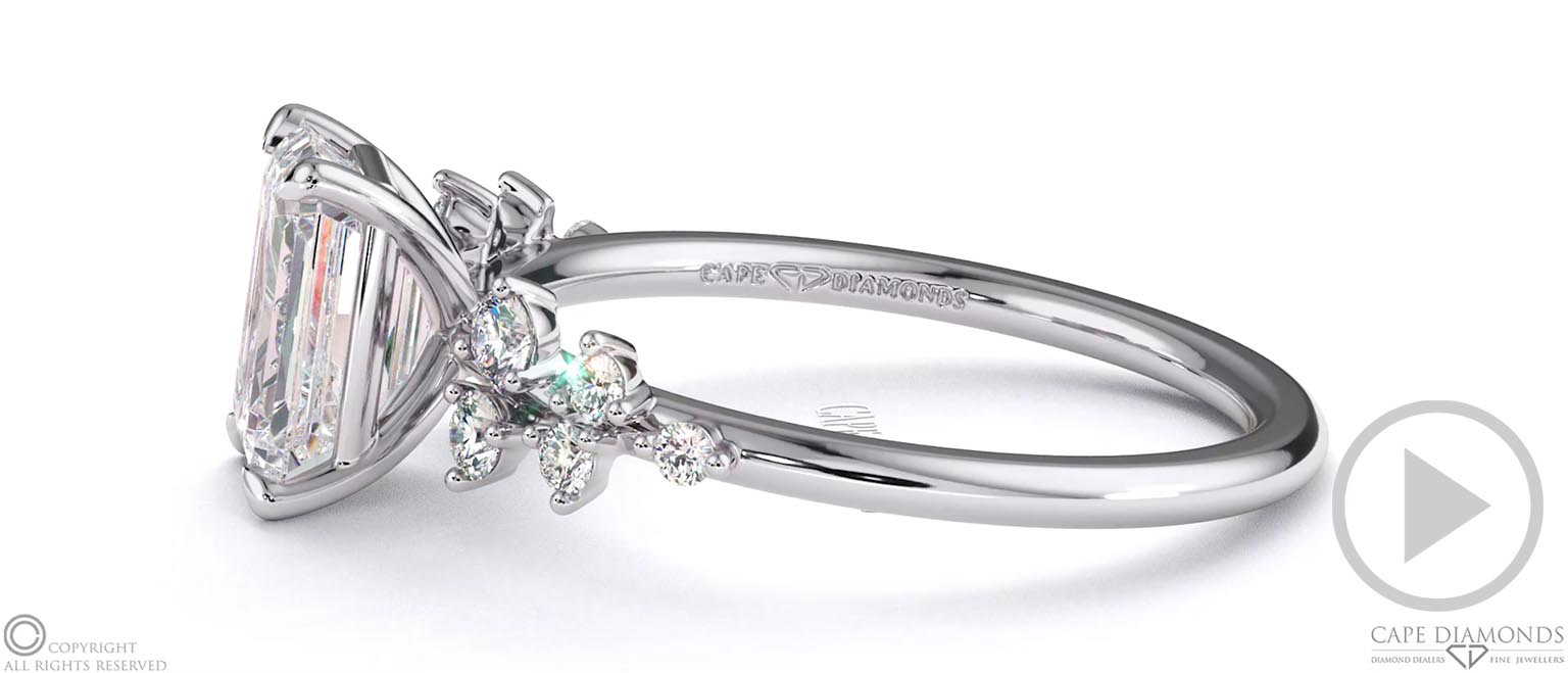 Lab Grown Diamond Emerald Stardust Engagement Ring White Gold top video