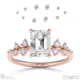 lab grown diamond emerald round stardust engagement ring rose gold with 9k rose gold metal and emerald shape diamond