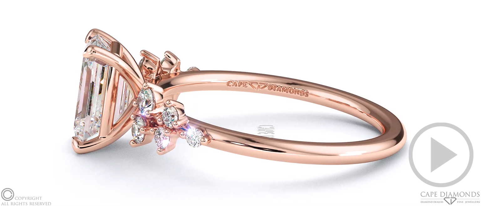 Lab Grown Diamond Emerald Round Stardust Engagement Ring Rose Gold top video