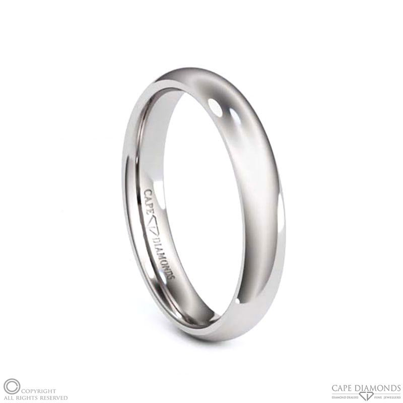 White Gold Half-Round White Gold Polished Comfort-Fit 4mm X 1.8mm