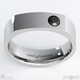 White Gold Rectangle Signet Black Diamond Mens Wedding Ring