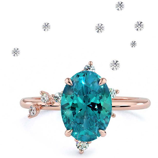 Celestial Alexandrite Rose Gold Engagement Rings