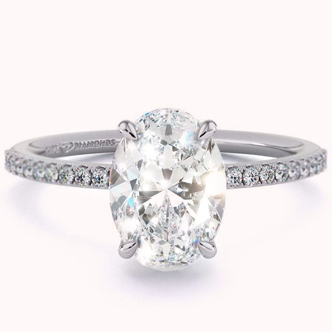 Oval Cut Platinum Lab Diamond Engagement Rings