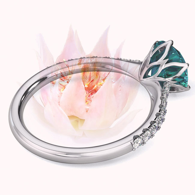 Fynbos Floral Teal Sapphire Engagement Rings