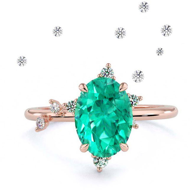 Celestial Rose Gold Green Garnet Engagement Rings