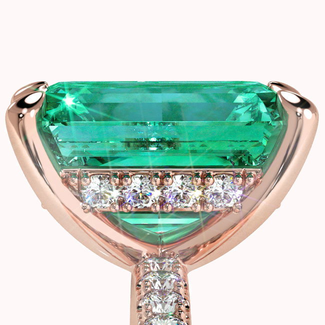 Rose Gold Hidden Halo Green Garnet Engagement Rings