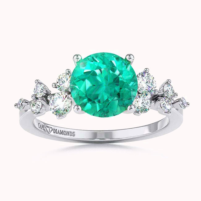 Platinum Green Garnet Engagement Rings