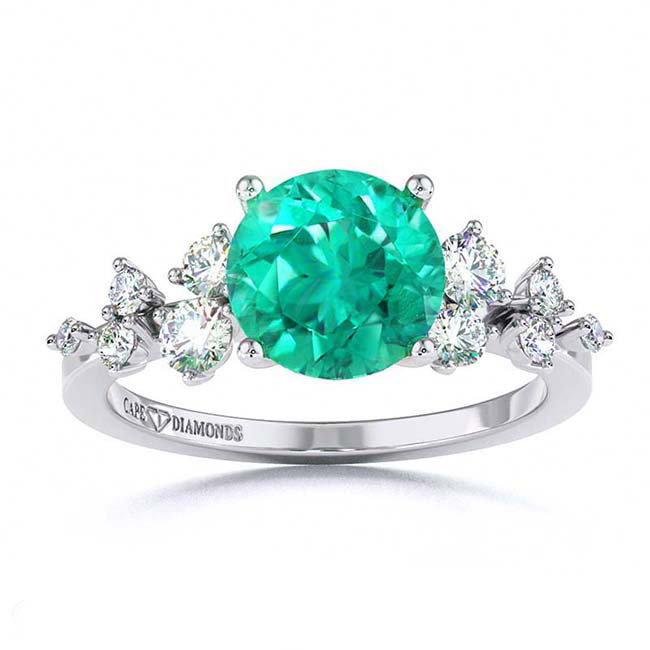 Platinum Green Garnet Engagement Rings