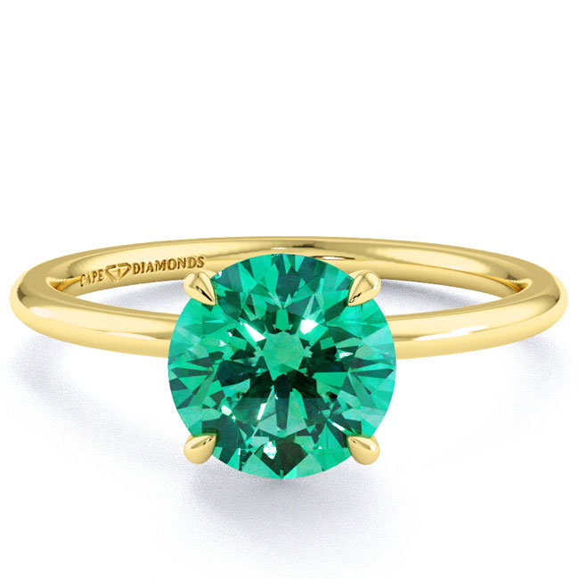 Yellow Gold Solitaire Green Garnet Engagement Rings