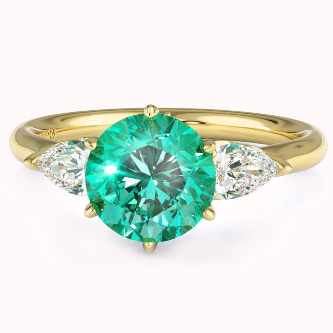 Yellow Gold Trilogy Green Garnet Engagement Rings