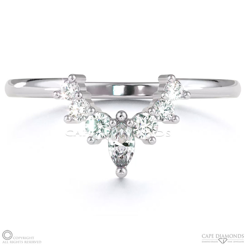 White Gold Womans Crown Eternity Diamond Wedding Band