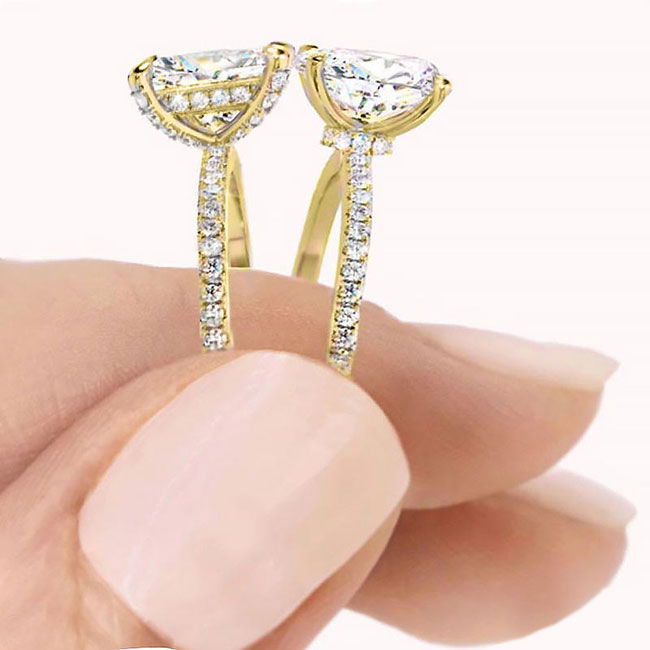 Yellow Gold Hidden Halo Diamond Engagement Rings
