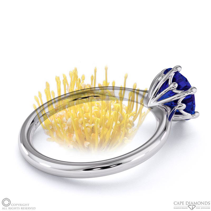 Pincushion Soltaire Tanzanite Engagement Ring White Gold