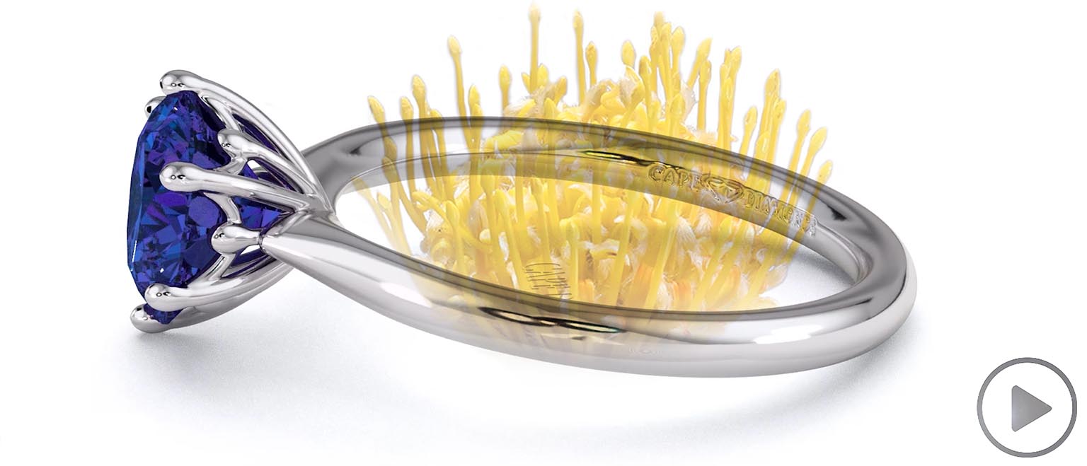 Pincushion Soltaire Tanzanite Engagement Ring White Gold top video