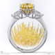 pin cushion yellow lab grown diamond round pear trilogy engagement ring white gold with 9k white gold metal and round shape diamond