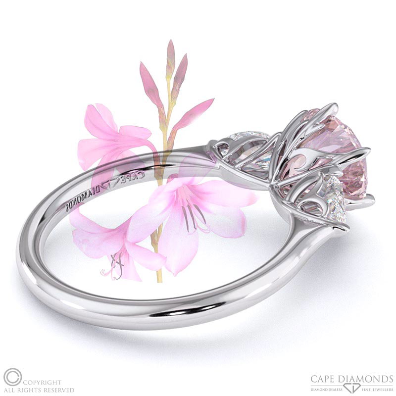 Watsonia Morganite Round Pear Trilogy Engagement Ring White Gold