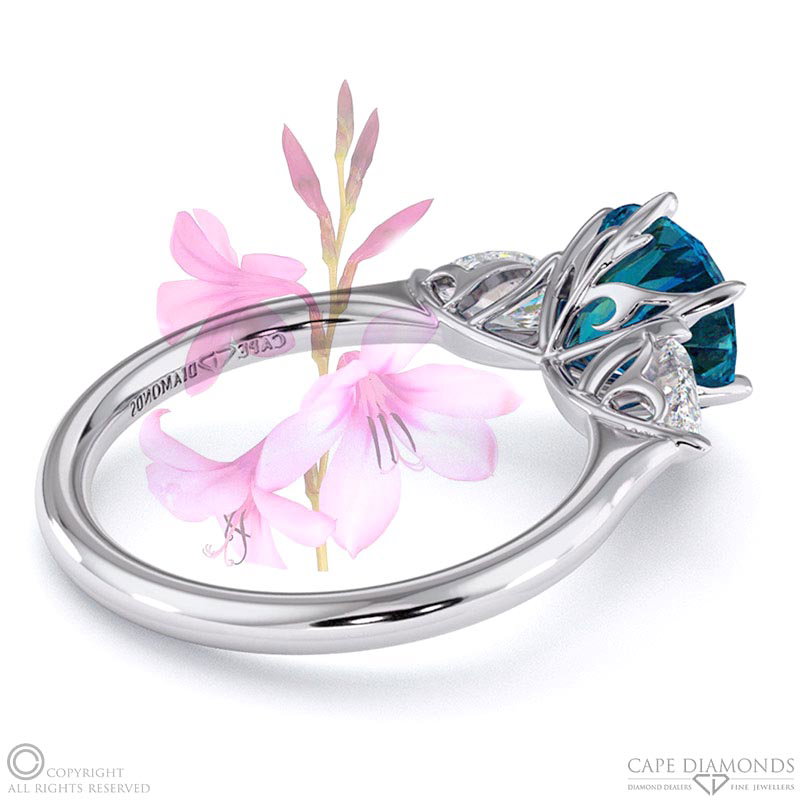 Watsonia Alexandrite Round Pear Trilogy Engagement Ring White Gold
