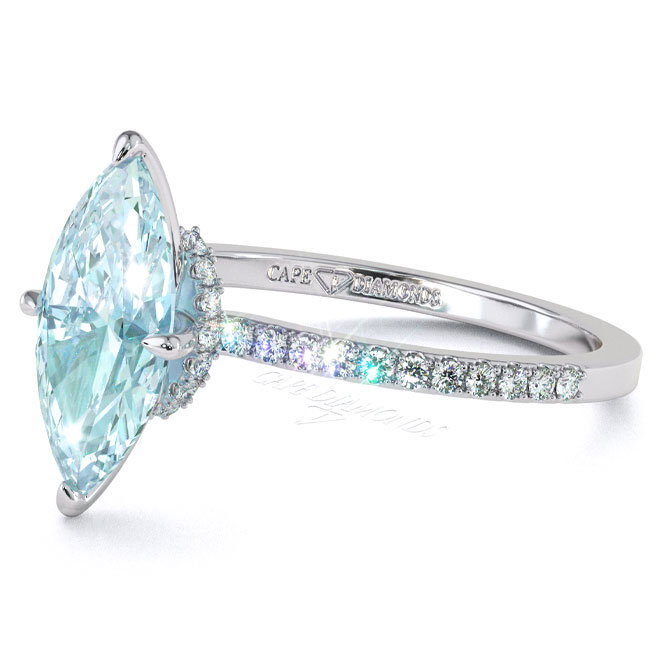 Side Stone Blue/Paraiba Tourmaline Engagement Rings