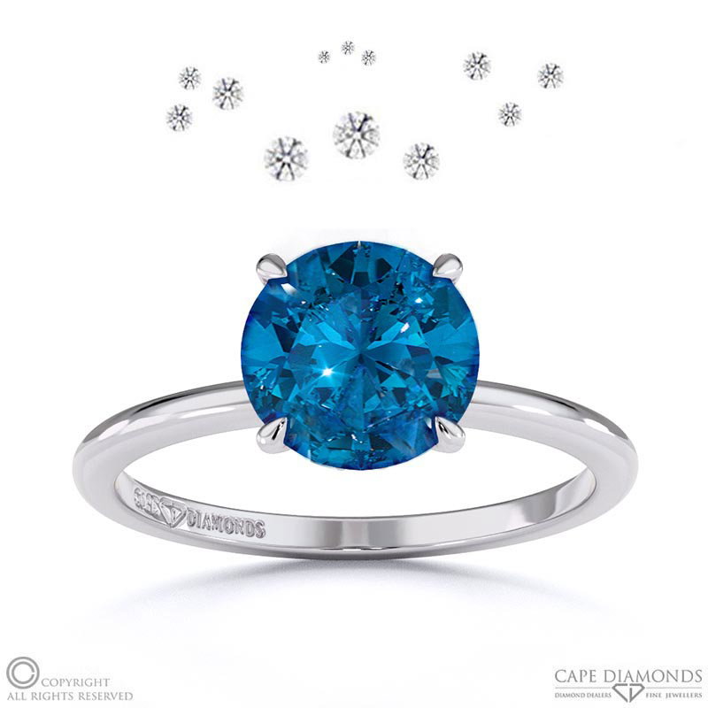 Starlit Sapphire Hidden Halo Round Engagement Ring White Gold
