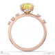 starlit yellow lab grown diamond hidden halo round side stone engagement ring rose gold with 18k rose gold metal and round shape diamond