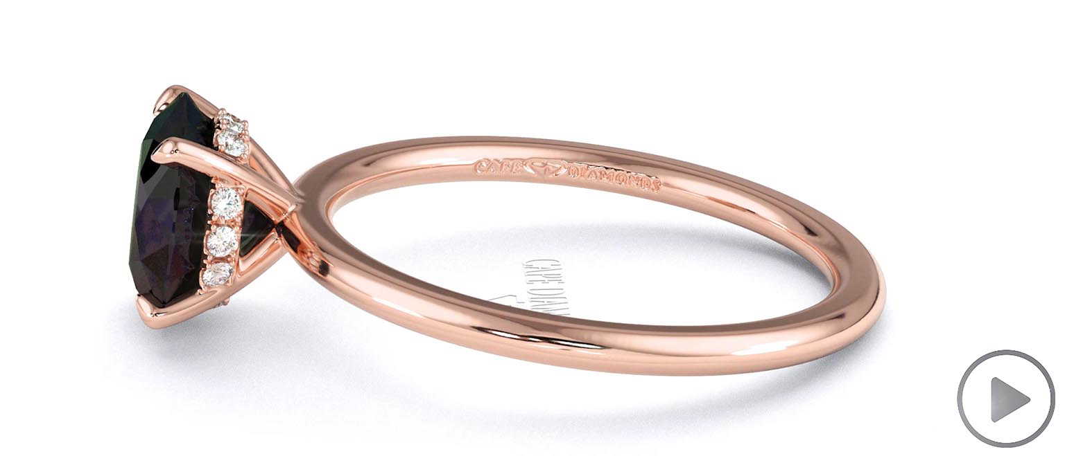 Black Natural Diamond Round Cut Hidden Halo Engagement Ring Rose Gold top video