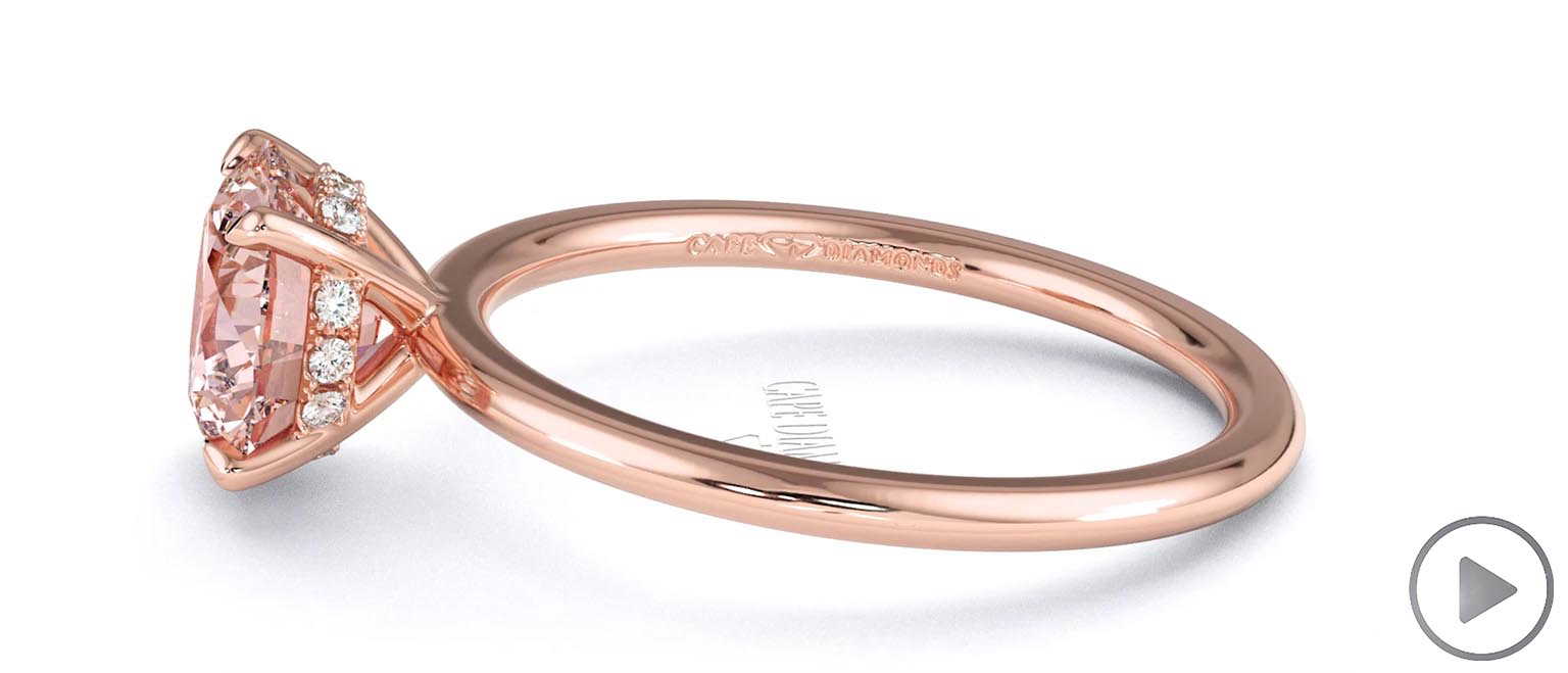 Pink Natural Diamond Round Cut Hidden Halo Engagement Ring Rose Gold top video