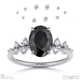 black natural diamond oval stardust engagement ring platinum with platinum metal and oval shape diamond