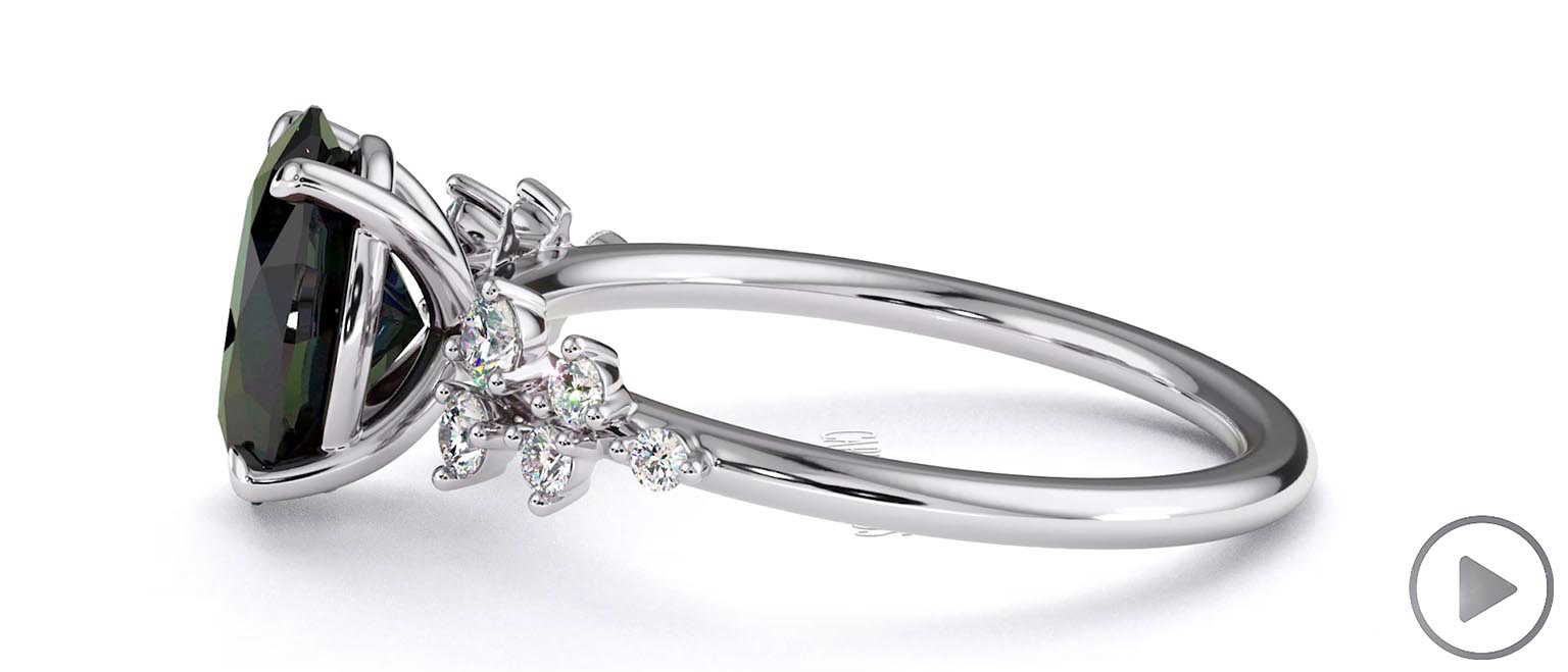 Black Natural Diamond Oval Stardust Engagement Ring Platinum top video