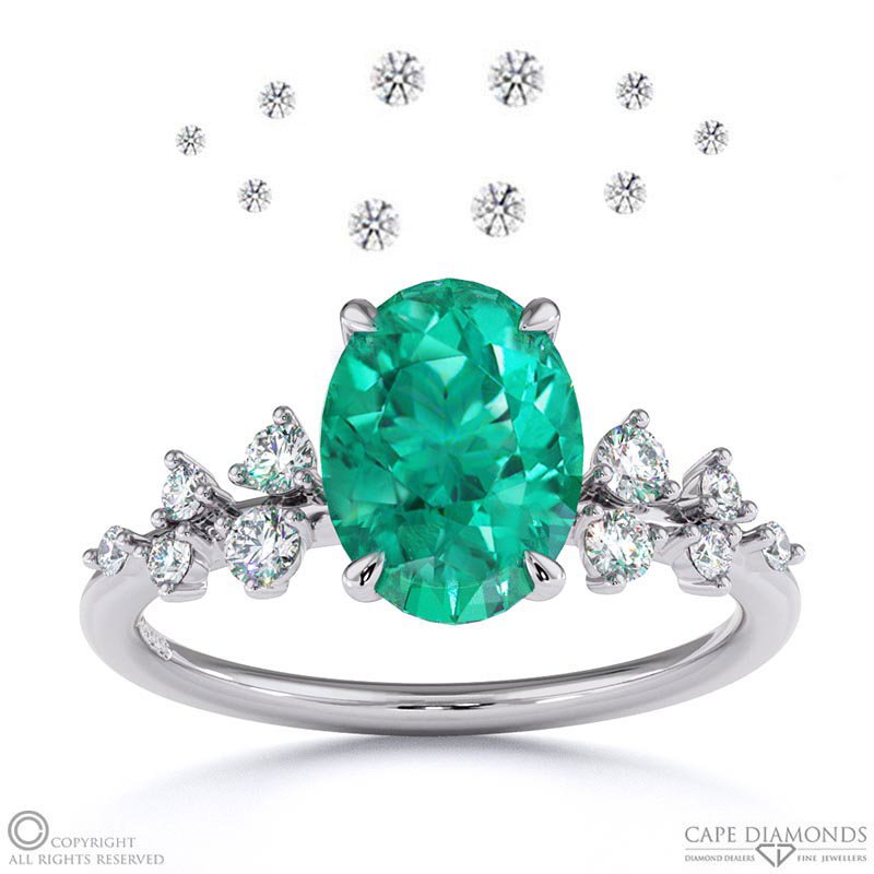 Tourmaline Oval Stardust Engagement Ring White Gold