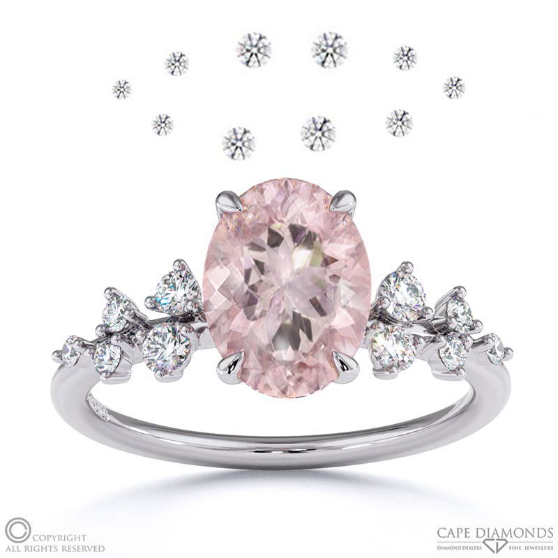 Morganite Oval Stardust Engagement Ring White Gold