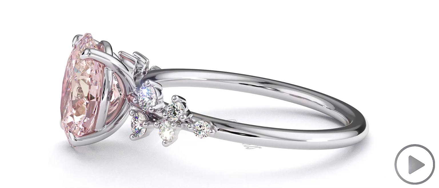 Pink Natural Diamond Oval Cut Stardust Engagement Ring White Gold top video