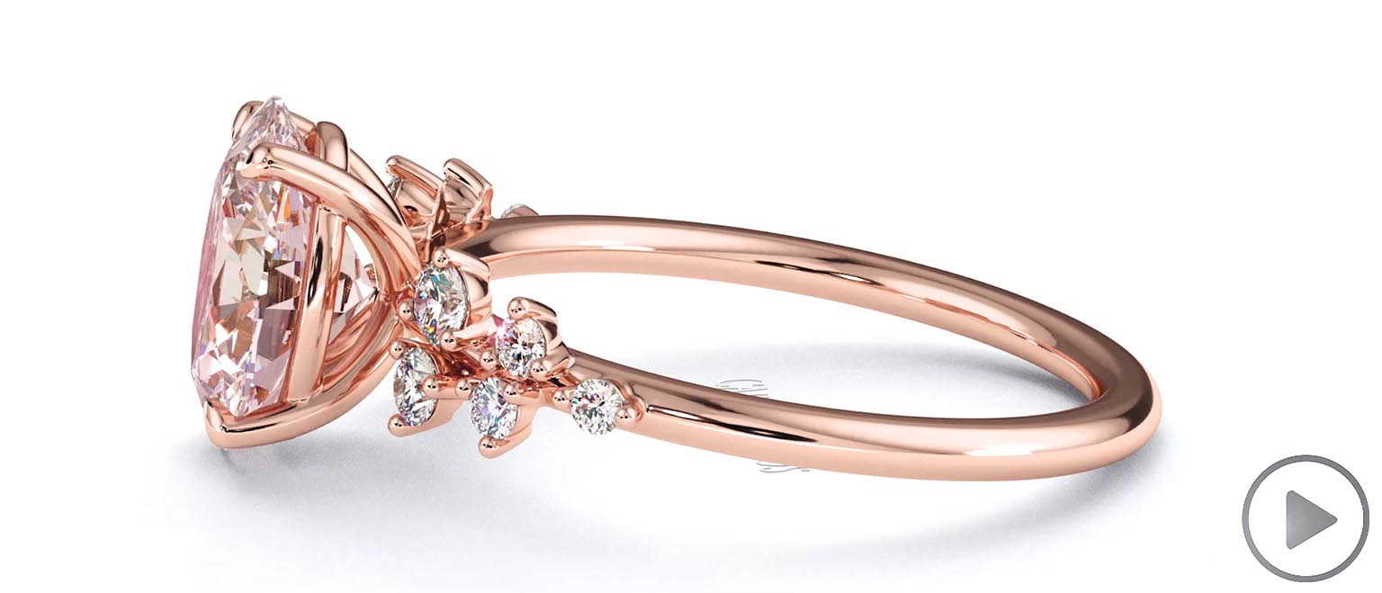 Pink Natural Diamond Oval Cut Stardust Engagement Ring Rose Gold top video