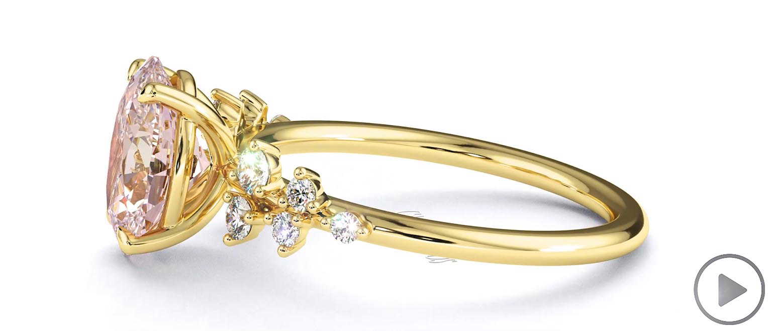 Pink Natural Diamond Oval Stardust Engagement Ring Yellow Gold top video