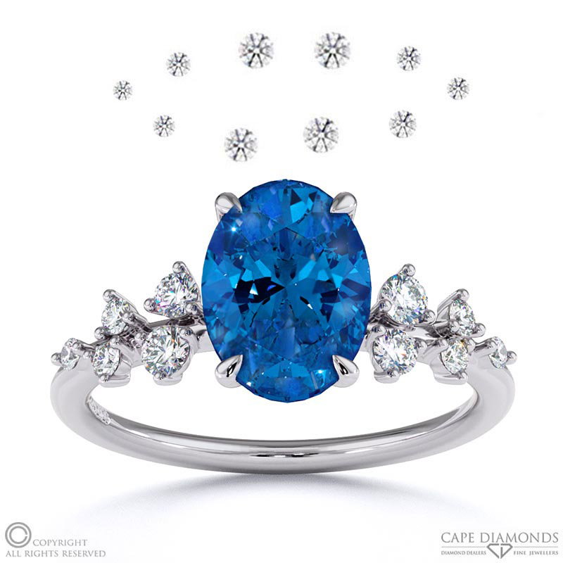 Sapphire Oval Stardust Engagement Ring White Gold