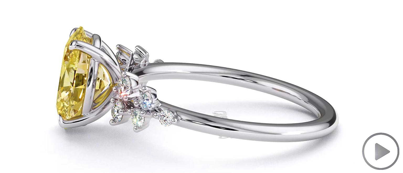 Stardust Yellow Lab Grown Diamond Celestial Oval Cut Engagement Ring White Gold top video